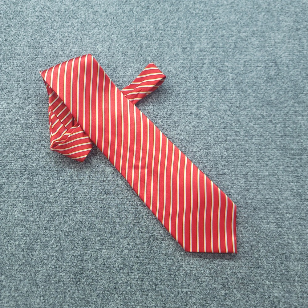 Vintage 90s/Y2K Zodiac Lustre Silk Striped Wide Tie - Red